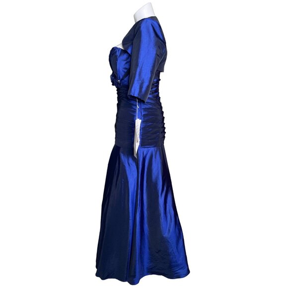 Cameron Blake by Mon Cheri NWT Taffeta Jacket Dress, Sapphire Blue Women's 14 - Picture 7 of 16
